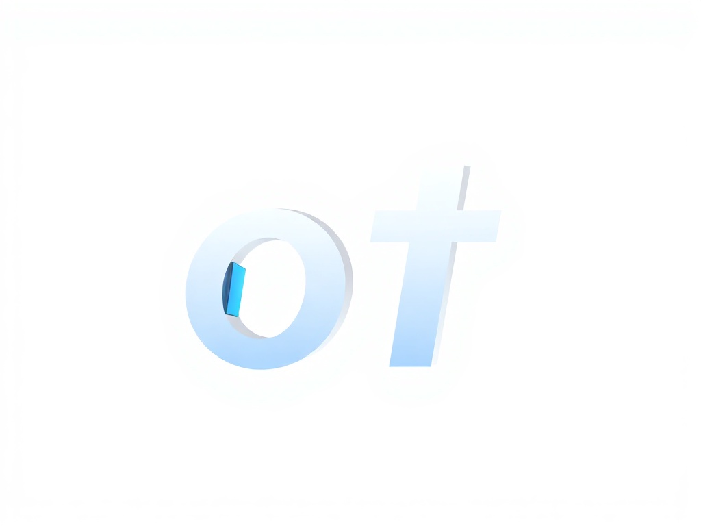 A clean, modern logo mark: a stylized 'OT' formed by a headset earphone and a laptop screen, in flat design with a subtle gradient, high contrast, isolated on white, photorealistic 8k rendering